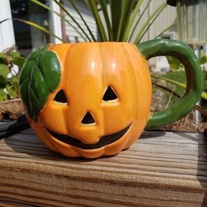 𝅺vintage Jack-o'-lantern Pumpkin Mug Fall Halloween Coffe Cup Lillian Vernon EUC